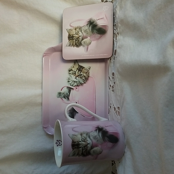 rachael Hale Other - COPY - Cute Pink Tea Mug Set with pretty cat